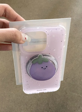 ins紫色泼墨茄子磁吸支架适用iphone14promax13苹果15手机壳12/11防摔15/14plus硅胶xsmax/xr软壳78p保护套潮