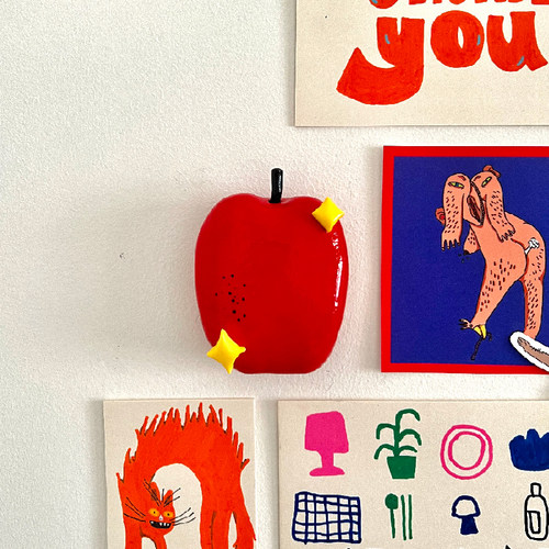 可爱星星苹果冰箱贴手工立体粘土