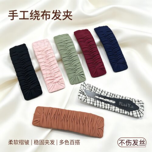 麦芽发夹布艺简约黑色bb夹侧边夹