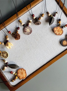 天然植物项链复古风文艺风长款木质项链小众创意禅意民族风时尚