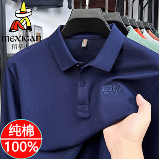 POLO衫 稻草人秋冬新款 T恤翻领百搭时尚 长袖 刺绣潮流上衣 纯棉男士