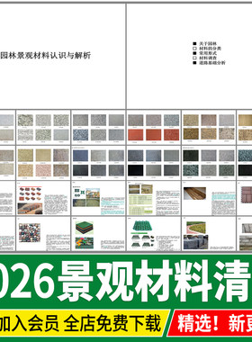 园林景观材料认识解析花岗岩石材清单文本透水砖铺装常用资材图集