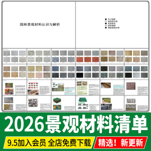 常用资材图集 园林景观材料认识解析花岗岩石材清单文本透水砖铺装