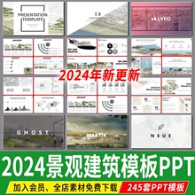 ppt模板建筑景观园林规划作品集国外小清新设计项目方案汇报排版