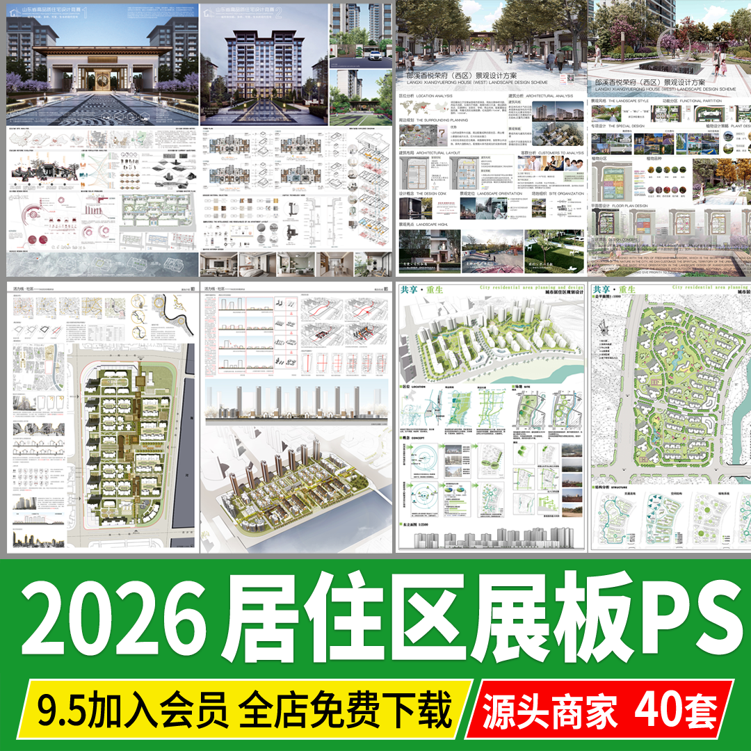 PSD展板居住区住宅小区建筑景观规划设计模板分层源文件PS分析图
