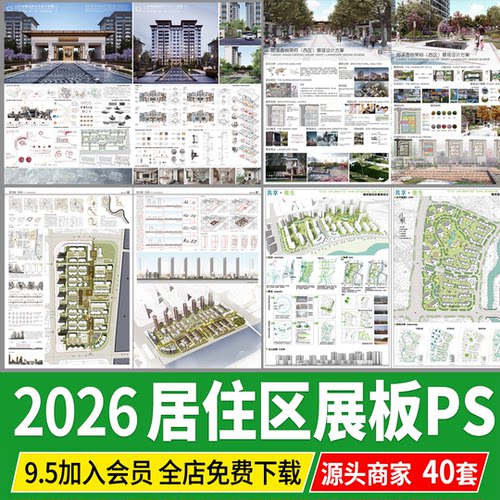 PSD展板居住区住宅小区建筑景观规划设计模板分层源文件PS分析图