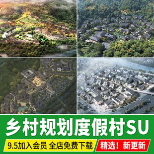 新 中式美丽乡村旅游度假村规划村庄村落新农村草图大师SU模型