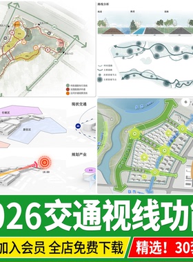 公园景观居住区功能分区交通流线视线结构分析图psd源文件ps素材