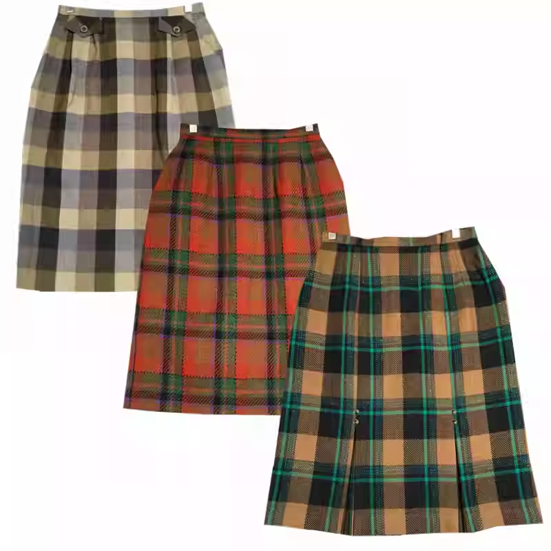 日制格子包臀裙高腰羊毛呢半身裙