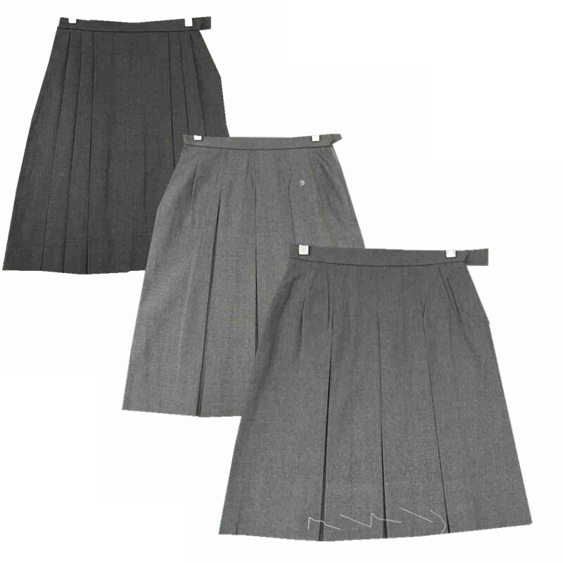 中古古着日本JK制服 中古日系学院纯色灰色百褶中长裙短裙半身裙