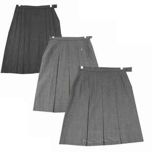 中古古着日本JK制服 中古日系学院纯色灰色百褶中长裙短裙半身裙