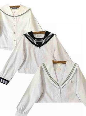 中古JK制服衬衫短袖日制萌妹白色衬衫水手服中间服夏服6