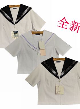 中古JK制服衬衫短袖日制萌妹白色衬衫水手服中间服夏服6
