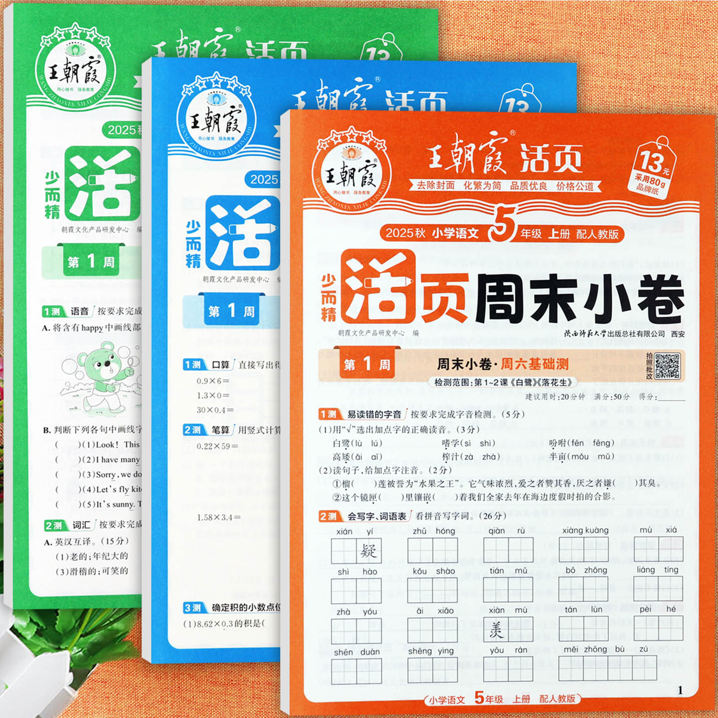 王朝霞活页周末小卷五年级上人教