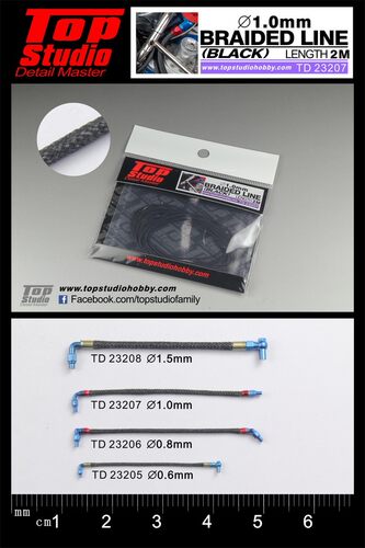 TopStudio TD23207 1.0mm直径 编织线 黑色 2米长 模型改造件
