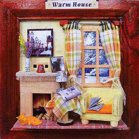 diy小屋 温暖小屋 629-32  木质拼装挂墙情景手工材料包