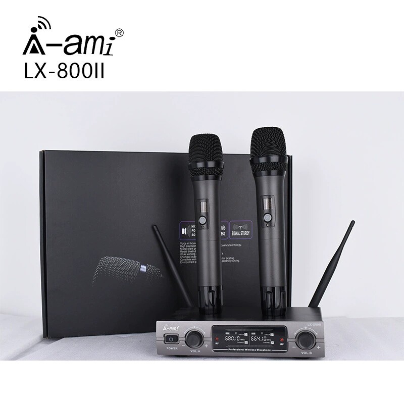 AMI LX-800II无线话筒一拖二家用K歌麦克风演出舞台ktv唱歌喜庆麦