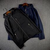 商务休闲防风防雨冲锋衣连帽夹克外套 小马刺绣男士