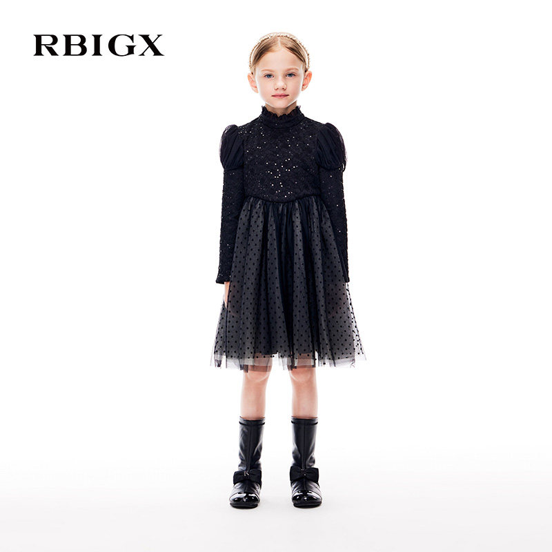 RBIGX/瑞比克提花网纱连衣裙