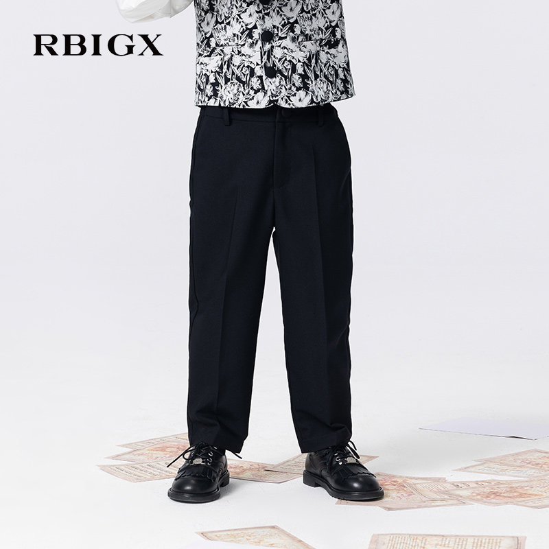 RBIGX瑞比克童装春秋新款男童设计感百搭直筒休闲裤西裤长裤