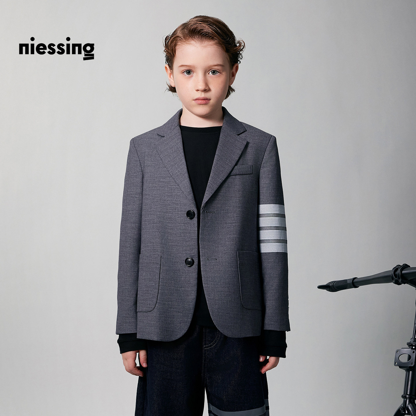 NIESSING尼辛童装秋季新款学院风复古撞色条纹百搭男童西装外套,童装/婴儿装/亲子装,西服/小西装,淘宝优惠券,粉丝福利购,淘宝优惠卷