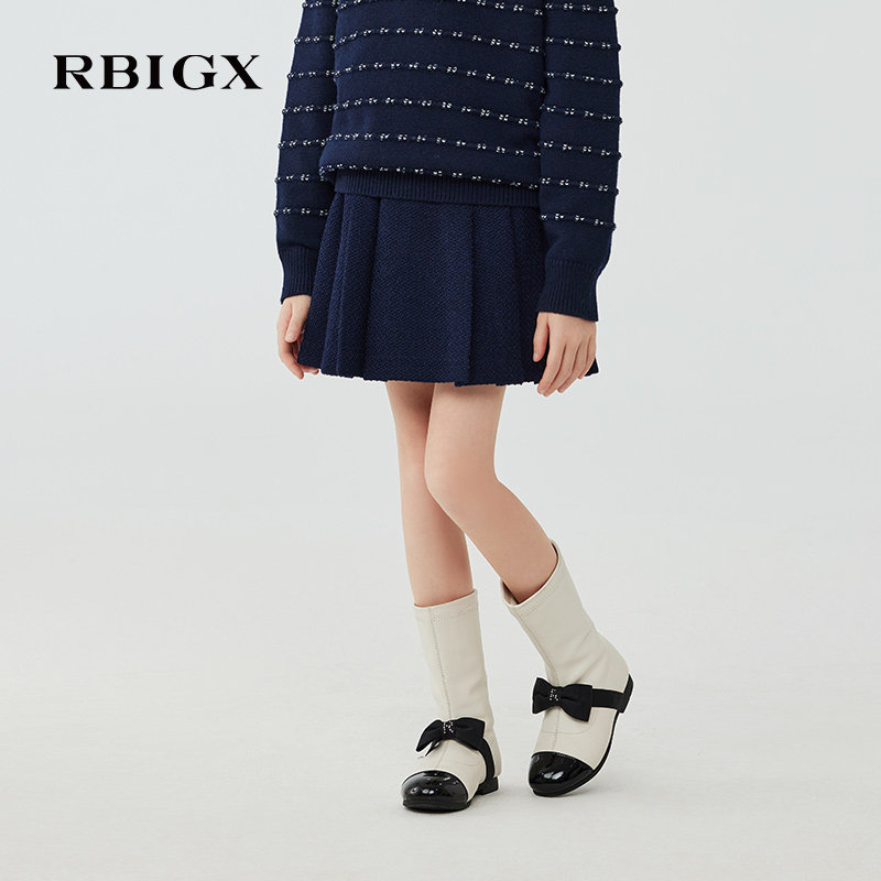 RBIGX瑞比克童装冬季新款学院风复古时尚短裙女童半身裙百褶裙