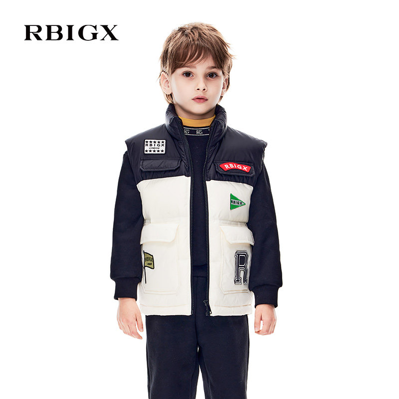 RBIGX瑞比克童装冬季新款洋气绣花标复古男童羽绒马甲羽绒服,童装/婴儿装/亲子装,羽绒马甲,淘宝优惠券,粉丝福利购,淘宝优惠卷