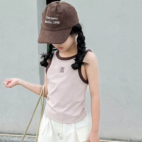 尼辛撞色甜美小清新女童背心
