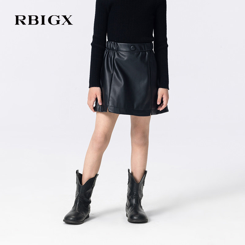 RBIGX瑞比克童装春秋新款女童高腰显瘦百搭休闲半身裙皮裙