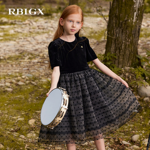RBIGX瑞比克童装秋季新款中大童礼服裙公主风新裙丝绒女童连衣裙
