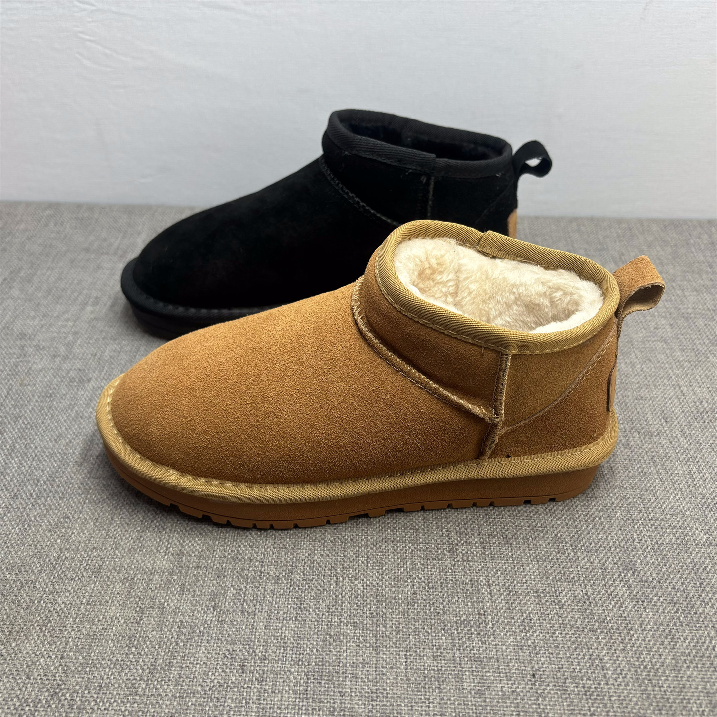 断码处理磨砂牛皮真皮雪地靴女冬季加绒圆头平底防滑时尚保暖棉鞋