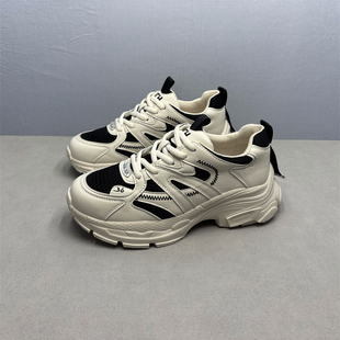 舒适百搭厚底运动休闲鞋 新款 女2024春季 专柜尾货处理松糕底老爹鞋