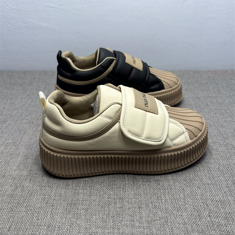 撤柜断码处理贝壳头小白鞋女春秋季魔术贴百搭运动休闲板鞋饼干鞋