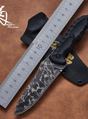 日本松田菊男KIKU正品进口KM600A高端收藏把玩大马士革OU31小直刀