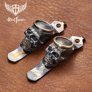 美国STRIDER挺进者正品手工合作款钢火号背夹DDC通用天使骷髅银制