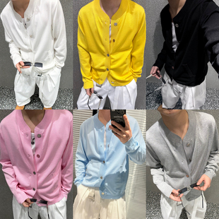 尚锋男装6006春季日常修身型纯色休闲莱赛尔天丝针织开衫外套男