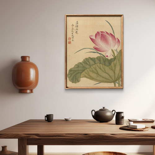 《浦塘新艳图》柚木明式榫卯画框艺术微喷复刻装饰挂画
