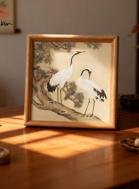 鸟谱册实木古风花鸟摆台桌面摆件乔迁送礼古画国画复刻家居装饰画