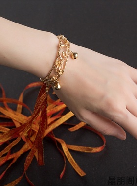 古风汉服飘带铃铛开口手镯