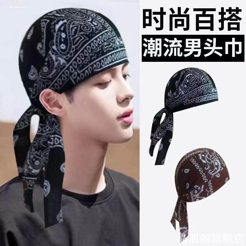 头巾骑行包头帽防晒hiphop薄款海盗跑步头发夏季嘻哈男女透气三角