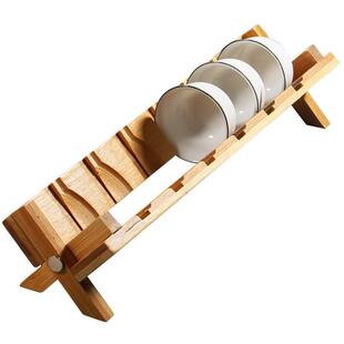 水杯子楠竹茶杯水杯架用功杯托家用品制单功夫茶杯竹收纳架沥水