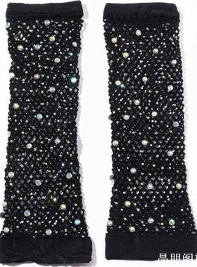 儿童街舞演出表演彩钻网格手套甜酷女童嘻哈t台走秀女团y2k手袖套