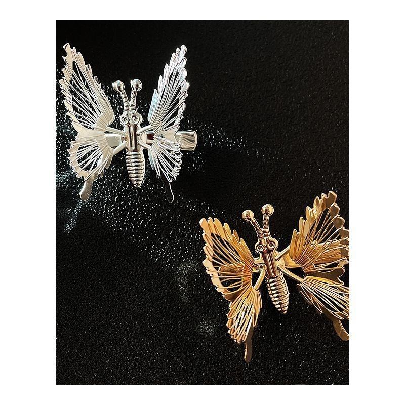 刘海夹子会动蝴蝶发夹流苏红边饰