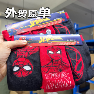 经典 38码 黑红配色蜘蛛侠Spider 中筒31 男 Man儿童棉袜 外贸原单