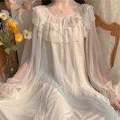 女装 200斤春秋款 大码 胖妹妹mm公主风性感蕾丝花边睡裙睡衣家居服