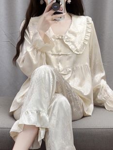 200斤春夏大码 女装 胖mm可外穿甜美性感法式 睡衣宫廷风家居服套装