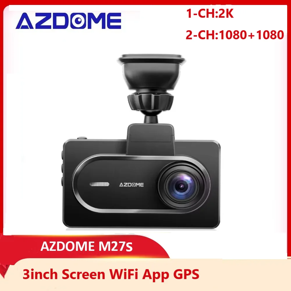 AZDOME M27S Dash Cam Car DVR GPS 2K Resolution 1440P WIFI