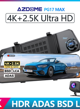AZDOME PG17 MAX 4K Rearview Dash Cam Mirror ADAS WiFi GPS