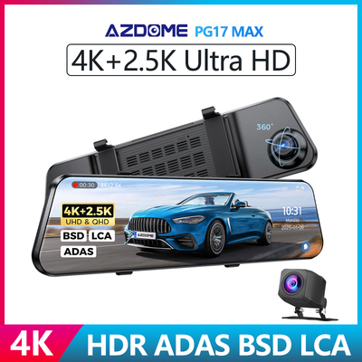 AZDOME PG17 MAX 4K Rearview Dash Cam Mirror ADAS WiFi GPS