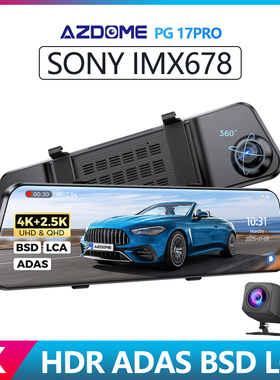 AZDOME 4K Rearview DashCam Touch Screen Mirror ADAS WiFi GPS